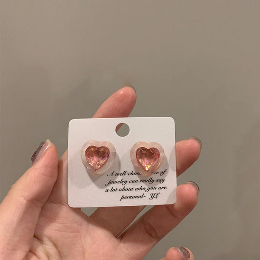 Romantic Pink Heart Earrings