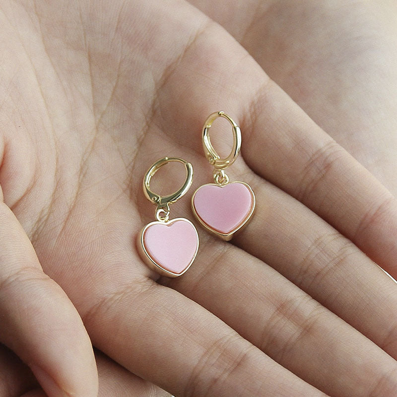 Romantic Pink Heart Earrings