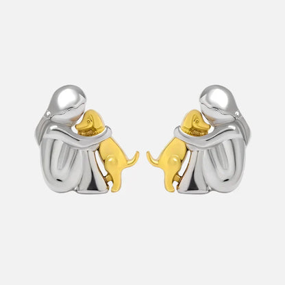 Silver And Gold Two-Tone Hug Earrings