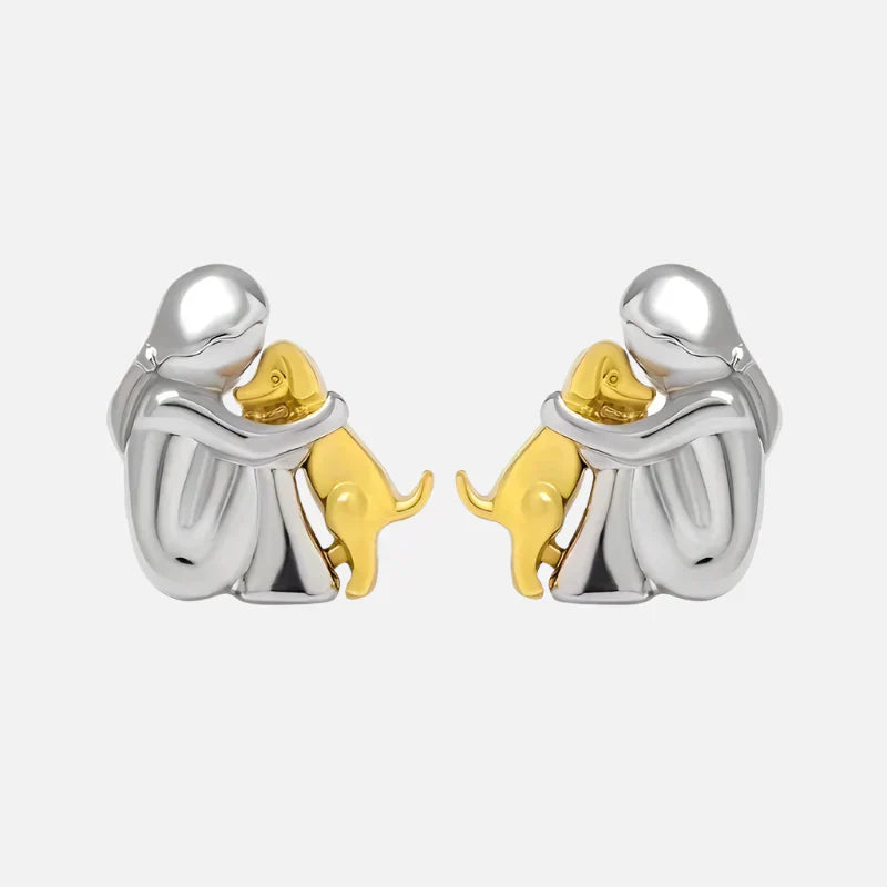 Silver And Gold Two-Tone Hug Earrings