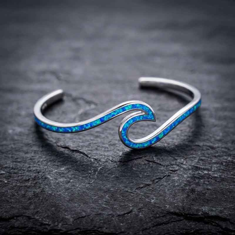 Sea Wave Opal Bracelet In Silver Sustainable Ocean Inspired Jewelry