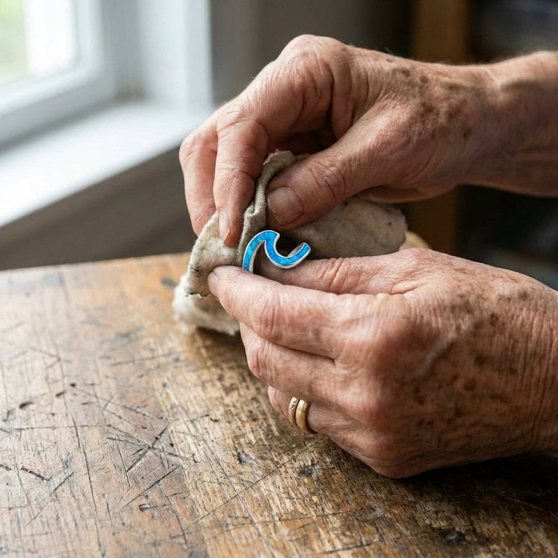 A Sea Wave Ring In Opal And Silver Sustainable Ocean Inspired Jewelry