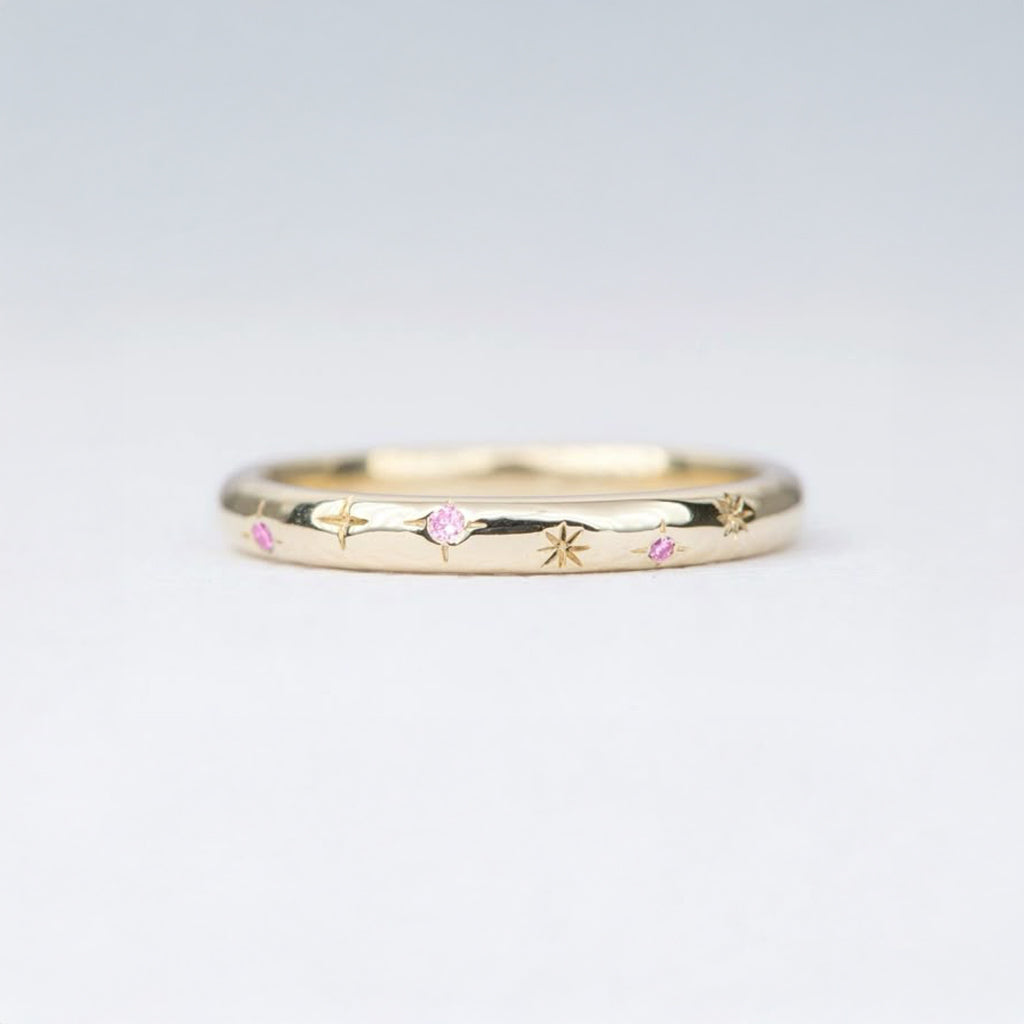 Celestial Pink Star Band Ring