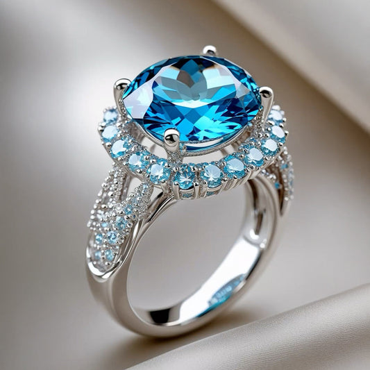 Ocean Blue Halo Ring