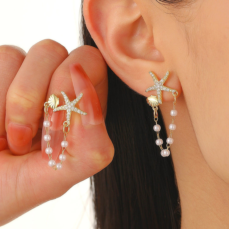 Starfish Pearl Earrings