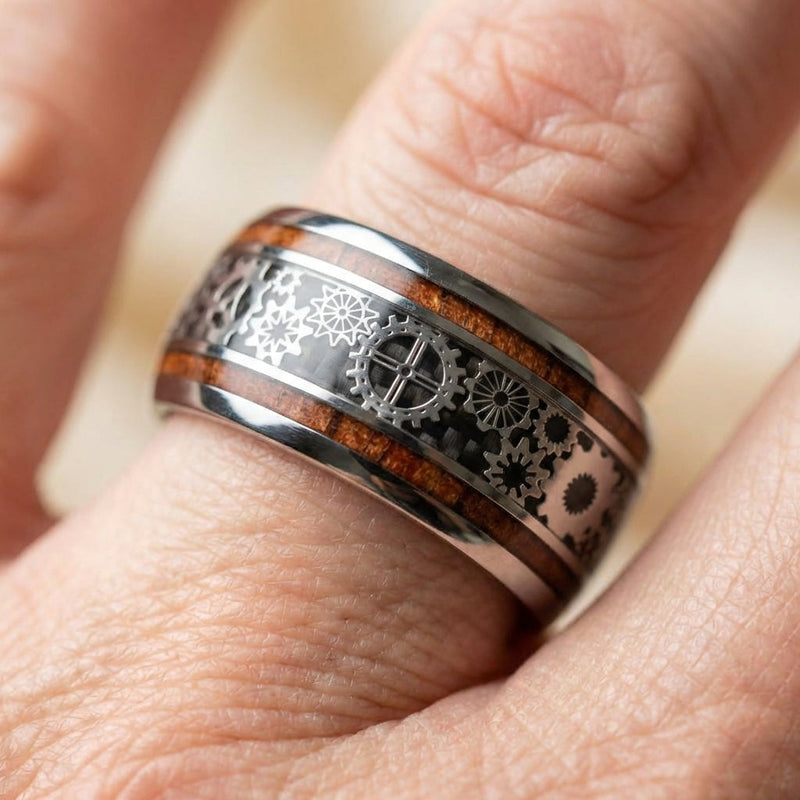 Steampunk Gear Wood Ring