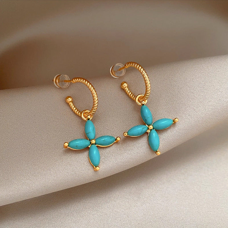 Turquoise Cross Earrings