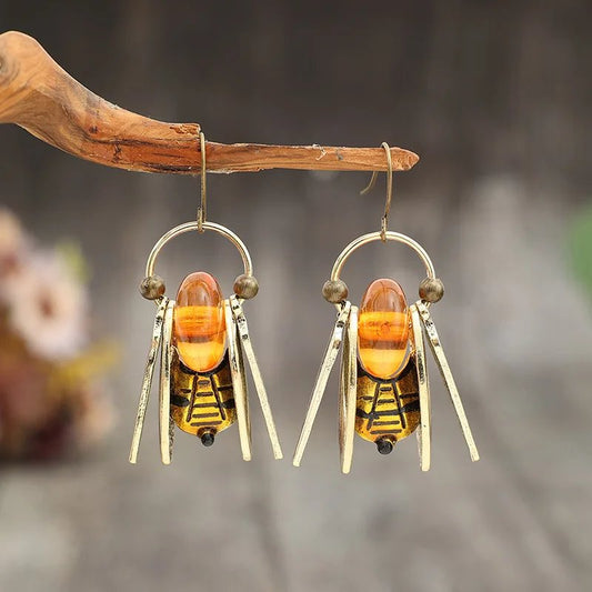 Vintage Amber Bee Earrings