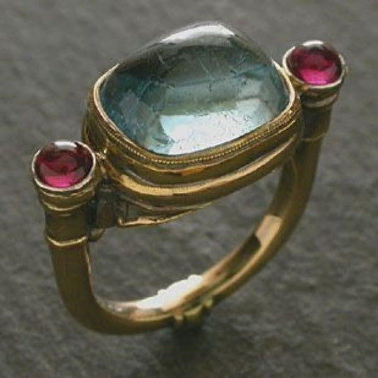 Vintage Aquamarine Ruby Ring