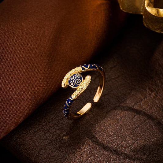 Vintage Blue Enamel Ring