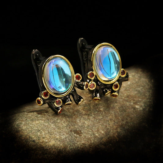 Vintage Blue Topaz Earrings