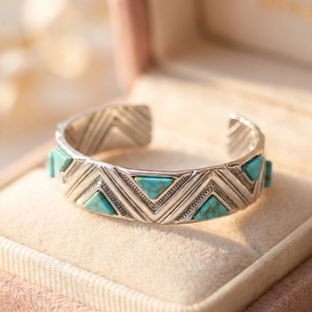 Vintage Bohemian Tribal Turquoise Bangle Bracelet