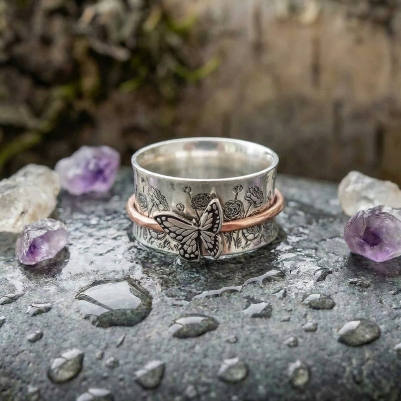 Vintage Butterfly Anxiety Ring