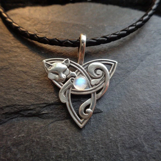 Vintage Celtic Cat Necklace