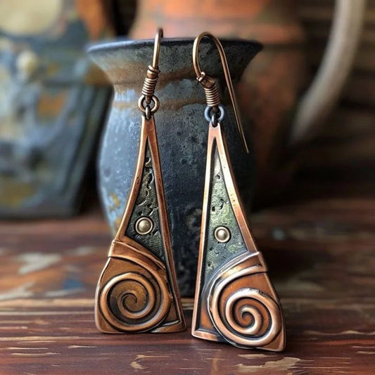 Vintage Copper Spiral Earrings