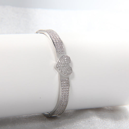 Vintage Crystal Heart Bangle