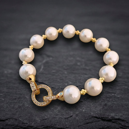 Vintage Elegant Zircon Circle Pearl Bracelet