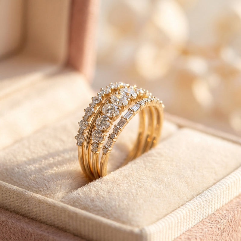 Vintage Elegant Zirconia Ring Set