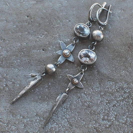 Vintage Floral Zircon Earrings