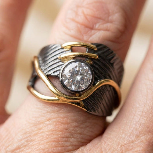 Geometric Zircon Ring