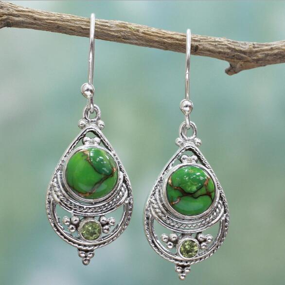 Vintage Green Turquoise Earrings