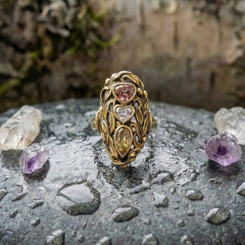 Vintage Heart Gemstone Ring