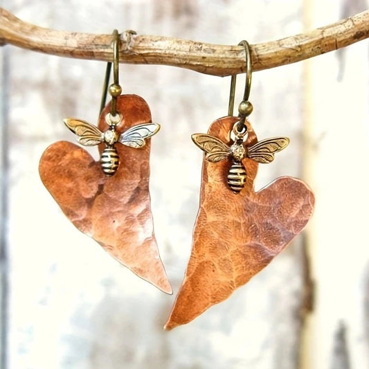 Vintage Honeybee Heart Earrings