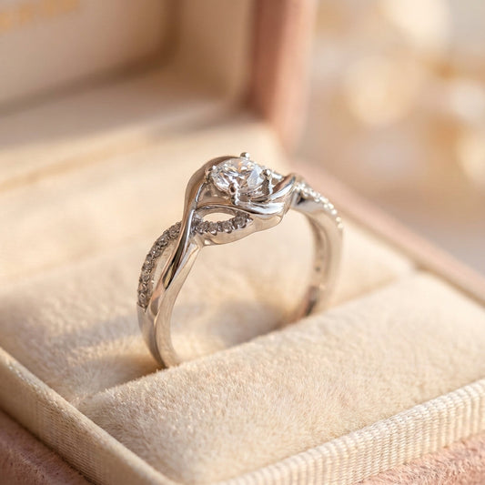 Vintage Irregular Blossom Zirconia Silver Ring