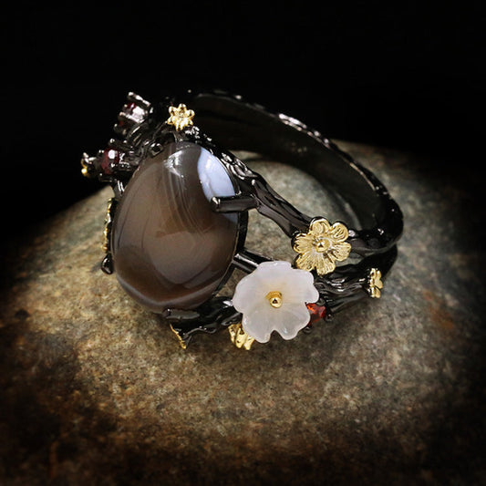 Vintage Jade Flower Ring