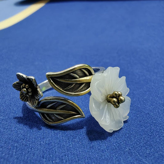 Vintage Jade Flower Ring