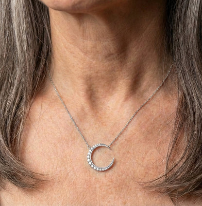 Vintage Moon Silver Necklace
