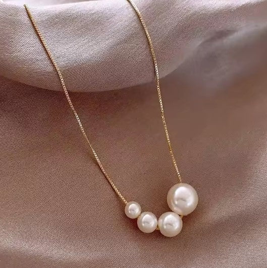 Vintage Pearl String Pendant Gold Chain