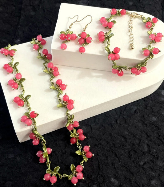 Vintage Pink Berry Necklace