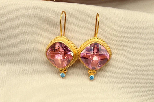 Vintage Pink Tourmaline Earrings