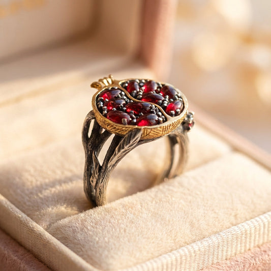 Vintage Pomegranate Garnet Ring