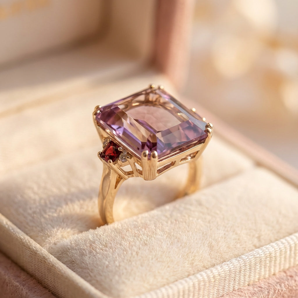 Vintage Purple Cubic Glass Ring