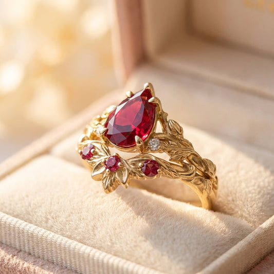 Vintage Ruby Flower Ring
