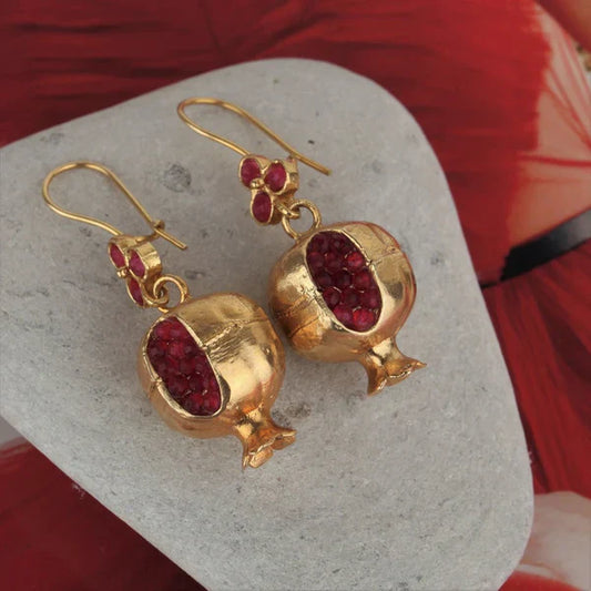 Vintage Ruby Pomegranate Earrings