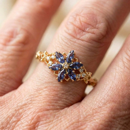 Sapphire Snowflake Ring