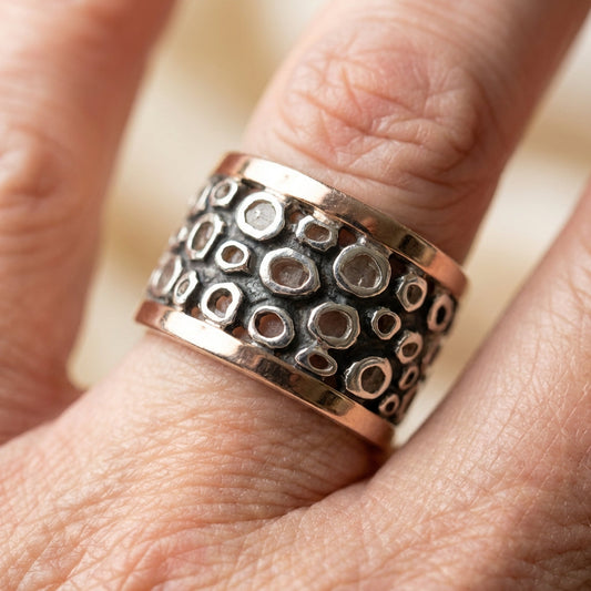 Vintage Silver Hollow Thick Ring