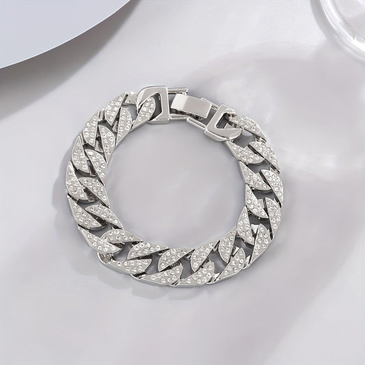 Vintage Silver Wide Iced Out Link