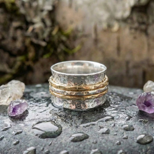 A Vintage Spinner Thin Gold & Silver Ring