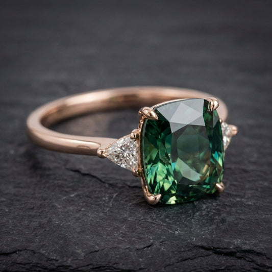 Vintage Square Green Zircon Ring