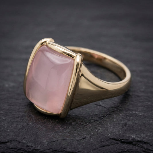 Vintage Square Pink Golden Ring