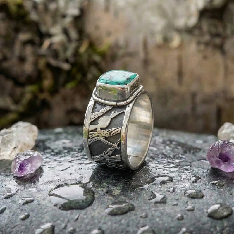 Vintage Turquoise Bird Ring