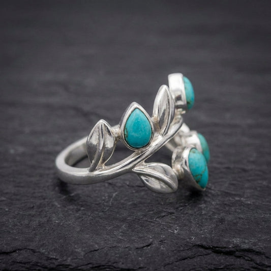 Vintage Turquoise Leaf Ring