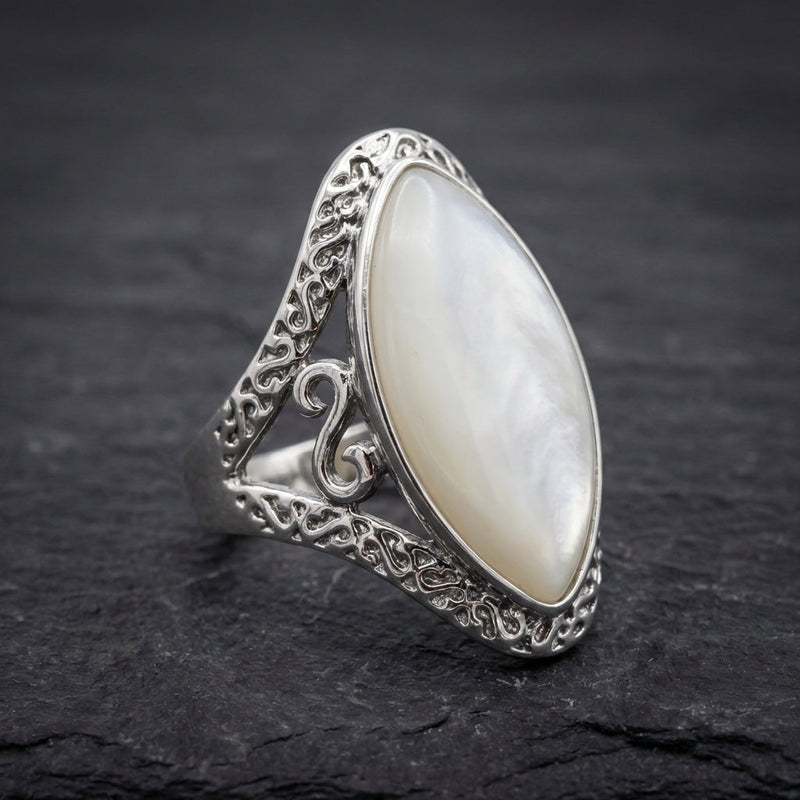 Vintage White Opal Silver Ring