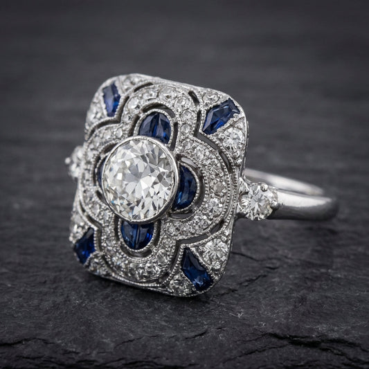 Vintage Silver Ring With Blue Zirconia