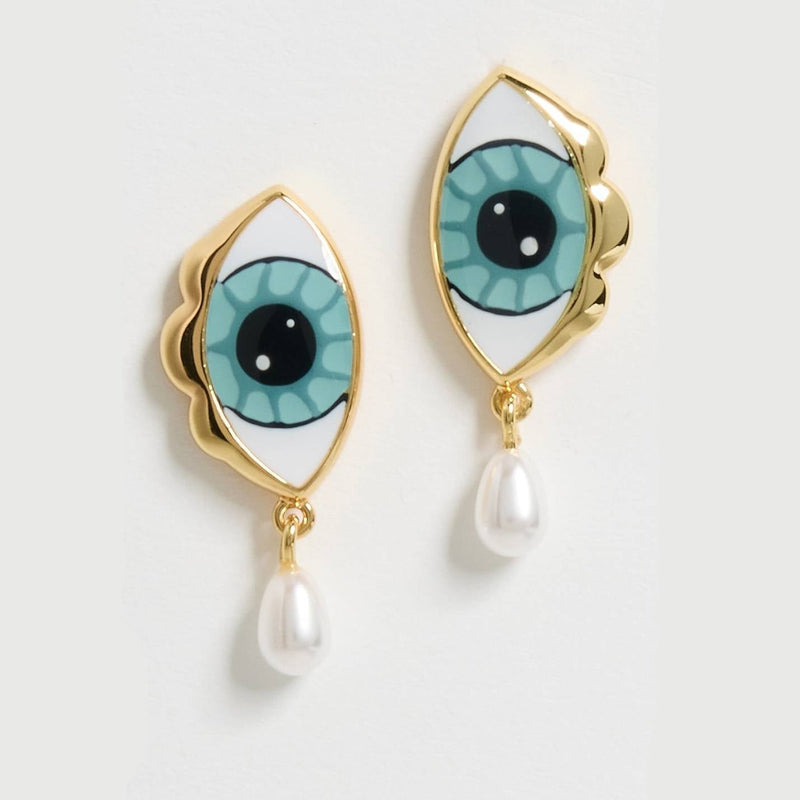 Whimsical Eye Pearl Earrings