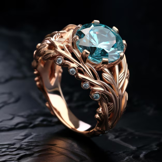Turquoise Zirconia Rose Ring